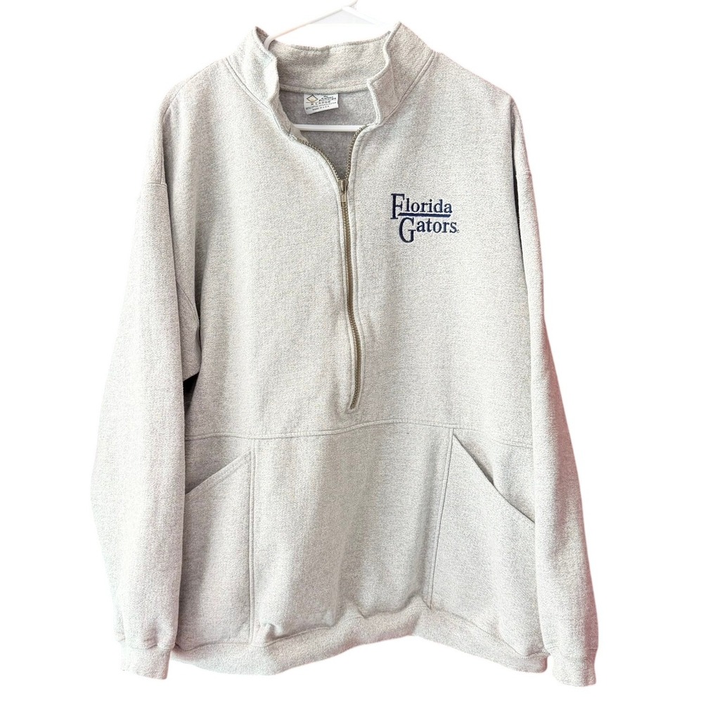 The Cotton Exchange Florida Gators Quarter Zip Sweatshirt‎ Mens XL Gray Vintage